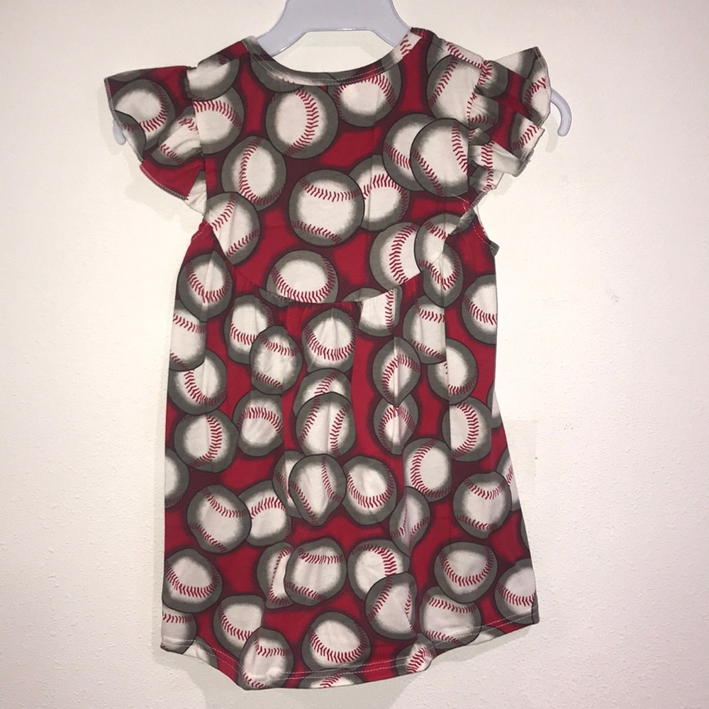 Flower girl dress baseball red party birthday too - Picture 2 of 3